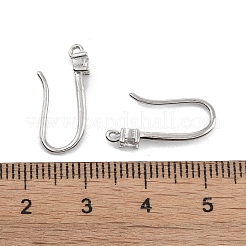 真鍮製マイクロパヴェキュービックジルコニアピアスフック  釣り針  プラチナ  18x8.5x3.5mm  穴：1mm&nbsp;KK-U008-08P