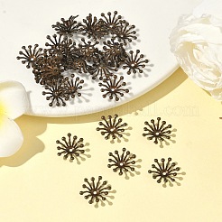 真鍮製ビーズキャップ  ヘアスティックアクセサリー  花  アンティークブロンズ  13mm&nbsp;OHAR-PW0003-121E