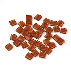 MIYUKIティラビーズ  日本製シードビーズ  2穴  （TL134)透明ダークトパーズ  5x5x1.9mm  穴：0.8mm  約590個/50g&nbsp;SEED-X0054-TL134