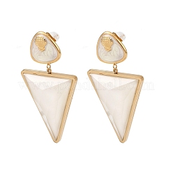 304ステンレススチール＆アクリル製ダングルスタッドピアス（女性用）  エナメル  ゴールドカラー  三角形  58x30mm&nbsp;EJEW-A164-06A-G
