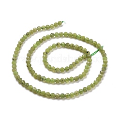 天然オリーブヒスイビーズ連売り  多面カット  ラウンド  3.5mm  穴：0.6mm  約117個/連  15.24''（38.7センチメートル）&nbsp;G-D463-13B