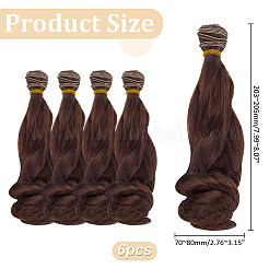 人形用ウィッグ6個  DIYの女の子のためのbjdメイキングアクセサリー  ココナッツブラウン  203~205x70~80mm&nbsp;DIY-ME0001-59B