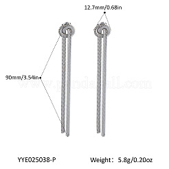 ステンレススチールのノットタッセルスタッドピアス  スネークチェーンチャーム  銀  90x12.7mm&nbsp;KT2898-2