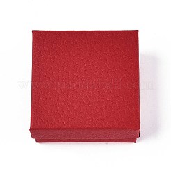 四角い厚紙のネックレスボックス  内側にベルベットスポンジが入ったジュエリー収納ケース  ネックレス用  サクランボ色  7.5x7.5x3.4cm&nbsp;CBOX-Q038-02-01E