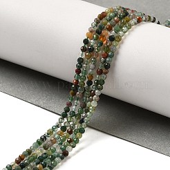 天然石インディアン瑪瑙ビーズ連売り  多面カット  ラウンド  カラフル  2mm  穴：1mm&nbsp;X-G-J002-03K
