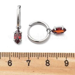 304ステンレススチールマイクロパヴェキュービックジルコニアフープピアス  馬の目  ステンレス鋼色  22mm  ピン：0.8mm&nbsp;STAS-R004-04P-01