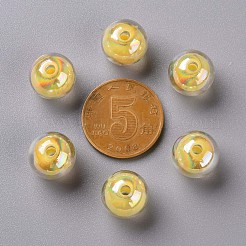透明なアクリルビーズ  二層ビーズ  ABカラー  ラウンド  きいろ  11.5x11mm  穴：2mm  約520個/500g&nbsp;TACR-S152-16B-SS2105