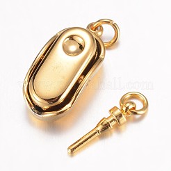 304ステンレススチールボックス留め具  イオンプレーティング（ip）  ゴールドカラー  20x8x7mm  穴：2.5mm  ピン：1.2mm&nbsp;STAS-G071-49G