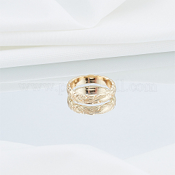 女性用フラワー真鍮指輪 1個  ゴールドカラー  6mm  内径：16.6mm&nbsp;RJEW-LP0010-04