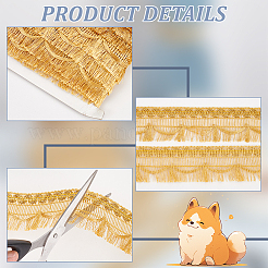 ポリエステルタッセルリボン  カーテン飾り  ゴールデンロッド  1-5/8インチ（41mm）&nbsp;OCOR-WH0091-71
