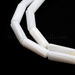 淡水シェルビーズ連売り  コラム  ホワイト  13x4mm  穴：0.5~1mm  約30個/連  15インチ（38.1cm）&nbsp;X-BSHE-L037-13
