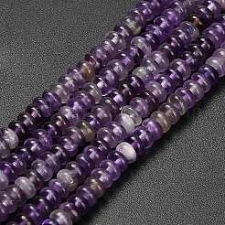 天然石アメジストビーズ連売り  ロンデル  4x1.5mm  穴：0.7mm  約155個/連  14.96''（38センチメートル）&nbsp;G-L635-A34-4x2mm
