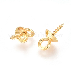 201 ステンレススチール ペグ ベイル ペンダント  ハーフドリルビーズ用  18KGP本金メッキ  10x5mm  穴：2mm  ピン：1.2mm&nbsp;STAS-TAC0002-30B-G