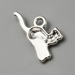 合金のチベット風チャーム  子猫のチャーム  アンティークシルバー  猫の形  19.5x10.5x2mm  穴：1.8mm&nbsp;FIND-WH0417-88J
