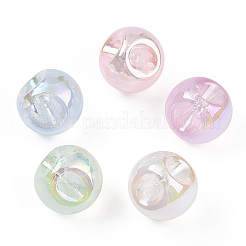 UVメッキレインボー虹色アクリルビーズ  丸い鈴丸ビーズ  ミックスカラー  16.5mm  穴：3mm&nbsp;OACR-P015-04B