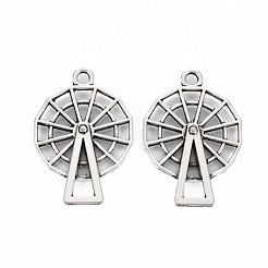 合金のチベット風チャーム  カドミウムフリー＆鉛フリー  風車  アンティークシルバー  27x18.5x3mm  穴：2mm  約670個/1000g&nbsp;TIBEP-N008-094