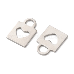 303ステンレススチールペンダント  ハート型のチャームが付いた切り抜きロック  ステンレス鋼色  16x11x1mm  穴：4x3.5mm&nbsp;STAS-E528-01P