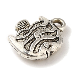 合金のチベット風チャーム  カドミウムフリー＆鉛フリー  魚のチャーム  アンティークシルバー  17x13x5mm  穴：1.5mm&nbsp;TIBEP-L021-35AS