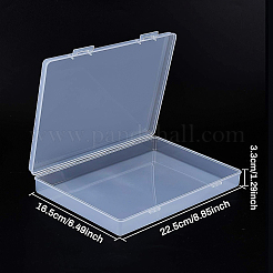 クリアプラスチックビーズ収納ケース  ヒンジ付き蓋付き  ビーズなど  長方形  透明  22.5x16.5x3.3cm&nbsp;CON-BC0006-06B