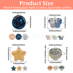 240 個 12 スタイル電気メッキガラスビーズ  パール光沢メッキ  混合図形  ミックスカラー  7~10x3~6mm  穴：0.8~1mm  20個/スタイル&nbsp;EGLA-PA0001-12