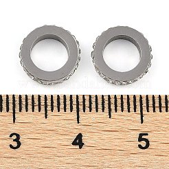304ステンレススチールヨーロピアンビーズ  ポリマークレイラインストーン付き  大穴ビーズ  コラム  プラチナ  クリスタル  10x2.5mm  穴：6mm&nbsp;STAS-Z090-03P-01