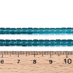 透明ガラスビーズ連売り  コラム  ティール  3.5x4~4.5mm  穴：0.7~0.9mm  約102~108個/連  14.17~14.96インチ（36~38cm）&nbsp;GLAA-N065-4x4mm-A07