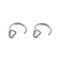 304ステンレススチールハートフープノーズリング  ステンレス鋼色  8.5x10.5x5.5mm&nbsp;AJEW-A062-06P