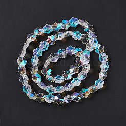 カット加工ガラスビーズ連売り  透明  スノーフレーク  14x12.5x7.5mm  穴：1.2mm  約60個/連  29.13''（74センチメートル）&nbsp;EGLA-E030-01A