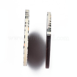 印刷された樹脂および木製のペンダント  フラットラウンド  カラフル  49x2.5~3.5mm  穴：2mm&nbsp;RESI-S358-62