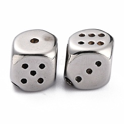 変色しない304ステンレススチールビーズ  サイコロ  ステンレス鋼色  10x10x10mm  穴：2mm&nbsp;STAS-J034-12AS