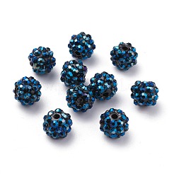 チャンキー樹脂製ラインストーンビーズ  樹脂ラウンドビーズ  マリンブルー  12mm  穴：1.5~2mm&nbsp;RESI-M019-11