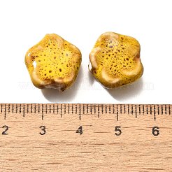 手作りの陶器ビーズ  花  ミックスカラー  14.5x15x6.5mm  穴：2mm&nbsp;PORC-H013-02