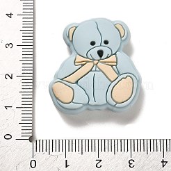 クマシリコン焦点ビーズ  ライトブルー  30x28.5x9.5mm  穴：2.5mm&nbsp;SIL-D008-01A