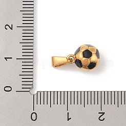 304ステンレスペンダント  エナメル  サッカーのチャーム  ゴールドカラー  ブラック  10x8x8mm  穴：5x2.5mm&nbsp;STAS-S001-06G-P