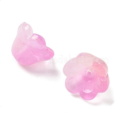 透明ガラスビーズキャップ  グリッターパウダー付き  ショッキングピンク  12x8mm  穴：1.4mm  1250個/ 1000g&nbsp;GLAA-B028-01A