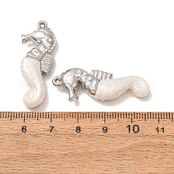 304ステンレススチールと樹脂製のペンダント  タツノオトシゴのチャーム  ステンレス鋼色  37x14x7mm  穴：2mm&nbsp;RE-CBA1E3F-03B-P
