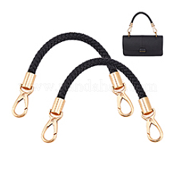 合成皮革編みバッグストラップ  合金クラスプ付  バッグ交換用アクセサリー用  ブラック  320mm&nbsp;FIND-WH0126-682E