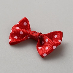 手作りポリエステルコスチュームアクセサリー  水玉柄のちょう結び  レッド  38x23.5x8mm&nbsp;DIY-WH0308-651A