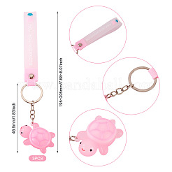 PVC製カメペンダントキーホルダー3個  プラチナ  ピンク  195~205mm&nbsp;KEYC-TADJ0001-02D