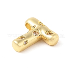 真鍮製マイクロパヴェクリアキュービックジルコニアペンダント  a～zの文字  文字t  20x20x6mm  穴：4mm&nbsp;KK-Z046-01G-T