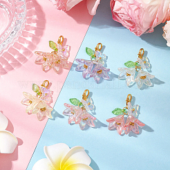 花蝶アクリルロックステッチマーカー30個  合金製カニカン付き  ミックスカラー  33mm&nbsp;HJEW-SC0002-21