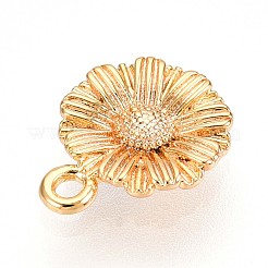 真鍮チャーム  花のチャーム  カドミウムフリー＆ニッケルフリー＆鉛フリー  18KGP本金メッキ  11x8.8x2mm  穴：1mm&nbsp;KK-T075-31G