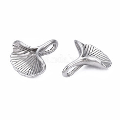 変色しない316サージカルステンレススチールチャーム  イチョウ葉  ステンレス鋼色  13x13x4mm  穴：1.5x3mm&nbsp;STAS-N092-132
