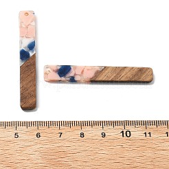 樹脂とクルミのペンダント  長方形  ラベンダーブラッシュ  51.5x7.5x2.5mm  穴：1.8mm&nbsp;FIND-R051-07D
