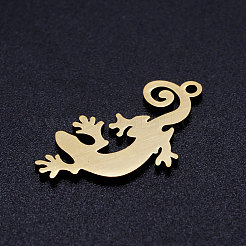 ステンレスペンダント201個  トカゲ  ゴールドカラー  25x13x1mm  穴：1.4mm&nbsp;STAS-Q201-JN285-2