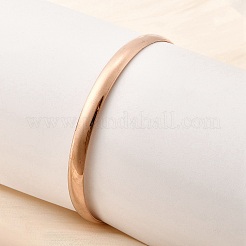 女性用304ステンレススチールプレーンバングル  ローズゴールド  1/4インチ（0.6cm）  内径：2-1/2インチ（6.5cm）&nbsp;BJEW-V004-02B-RG