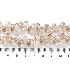 パール光沢メッキ電気メッキビーズ連売り  多面カット  ロンデル  リネン  8x6mm  穴：1.2mm  約95~98個/連  20.07~20.86インチ（51~53cm）&nbsp;EGLA-H104-09A-PL04