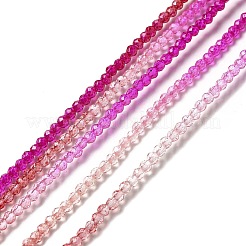 透明なグラデーションカラーのガラスビーズ連売り  多面カットラウンド  暗赤色  2mm  穴：0.8mm  約160~178個/連  13.58 ~14.17インチ（34.5~36cm）&nbsp;GLAA-H021-01A-10