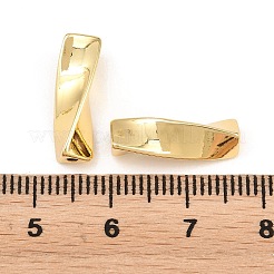 真鍮ビーズ  ねじれた四角形  ラックめっき  長持ちメッキ  鉛フリー＆カドミウムフリー  18KGP本金メッキ  17x5.5x5mm  穴：1.2mm&nbsp;KK-H292-15G