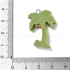 不透明樹脂ペンダント  椰子の木のチャーム  プラチナメッキ鉄ループ付き  黄緑  32x21x6.5mm  穴：2mm&nbsp;RE-CBAB589-01A-02